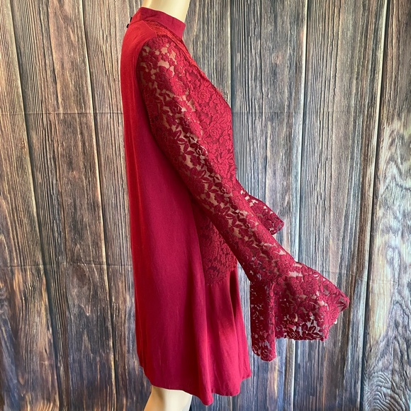Urban Outfitters Kids the Sky Medium NWT red lace belle sleeve boho flowy dress - Picture 11 of 16
